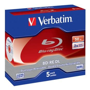 Foto: 1x5 Verbatim BD-RE Blu-Ray 50GB 2x Speed, White Blue Surface JC