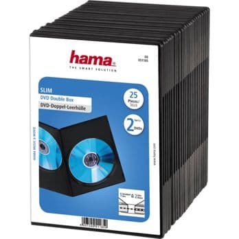 Foto: 1x25 Hama DVD-Doppel-Leerhülle Slim  75% Platzsparnis     51185