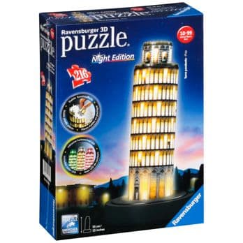 Foto: Ravensburger 3D Puzzle-Bauwerke Pisaturm bei Nacht