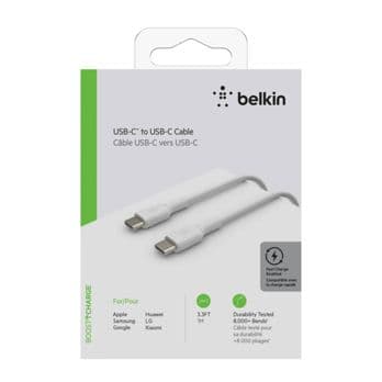 Foto: Belkin USB-C/USB-C Kabel      1m PVC, weiß           CAB003bt1MWH