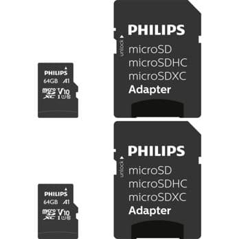 Foto: Philips MicroSDXC 2-Pack    64GB Class 10 UHS-I U1 incl. Adapter