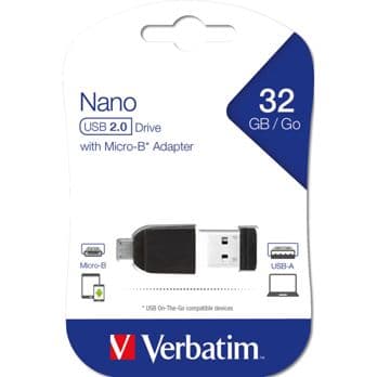 Foto: Verbatim Store n Stay Nano  32GB USB 2.0 + OTG Adapter micro USB