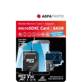 Foto: AgfaPhoto MicroSDXC UHS-I   64GB High Speed C10 U3 V30 + Adapter