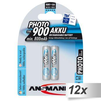 Foto: 12x2 Ansmann maxE NiMH Akku 900 Micro AAA 800 mAh PHOTO