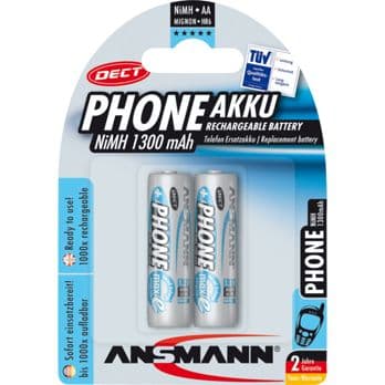 Foto: 1x2 Ansmann maxE NiMH Akku Mignon AA 1300 mAh DECT PHONE