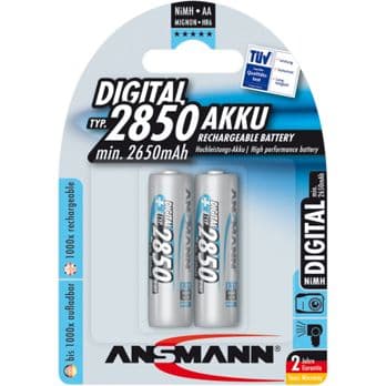 Foto: 1x2 Ansmann NiMH Akku 2850 Mignon AA 2650 mAh DIGITAL