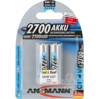 Foto: 1x2 Ansmann Akku 2700 Mignon AA 2500 mAh