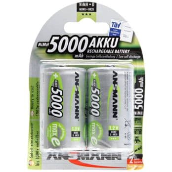 Foto: 1x2 Ansmann maxE NiMH Akku Mono D 5000 mAh          5030922