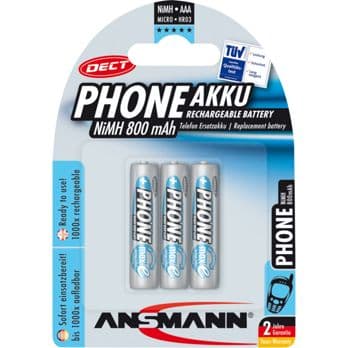 Foto: 1x3 Ansmann maxE NiMH Akku Micro AAA 800 mAh DECT PHONE