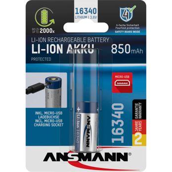 Foto: Ansmann 16340 Li-Ion Akku 850mAh 3,6V Micro USB Eingang 1300-0015