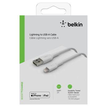 Foto: Belkin Lightning Lade/Sync Kabel 2m, ummantelt, mfi zert, weiß