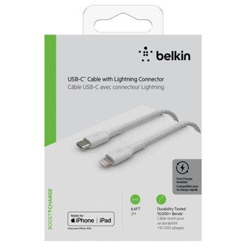 Foto: Belkin Lightning/USB-C Kabel  2m ummantelt, mfi zert., weiß