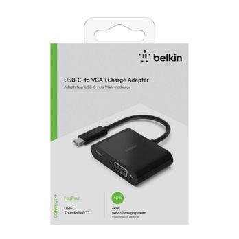 Foto: Belkin USB-C auf VGA-Adapter 60W PD, schwarz       AVC001btBK