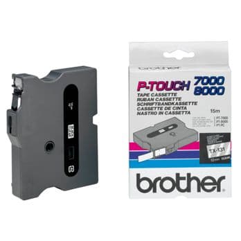 Foto: Brother Schriftbandkassette TX-131 farblos/schwarz 12 mm