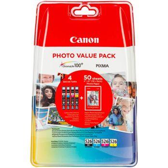 Foto: Canon CLI-526 Photo Value Pack C/M/Y/BK PP-201 10x15 cm 50 Bl.