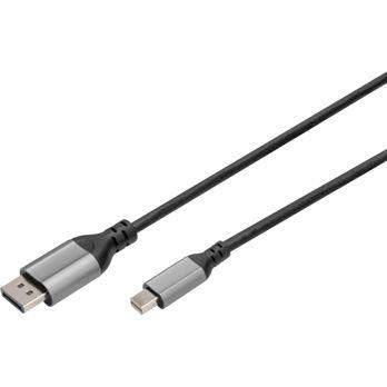 Foto: DIGITUS 8K DisplayPort Kabel 1.4 60Hz, mini DP/DP, Alu schwarz 2m