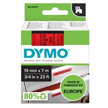 Foto: Dymo D1 Schriftband 19 mm x 7 m schwarz auf rot