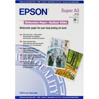 Foto: Epson Watercolor Paper white A 3+, 20 Blatt, 190 g   S 041352