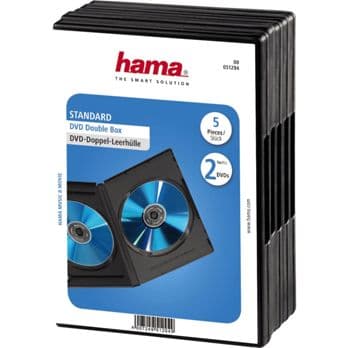 Foto: 1x5 Hama DVD-Doppel-Leerhülle schwarz                    51294