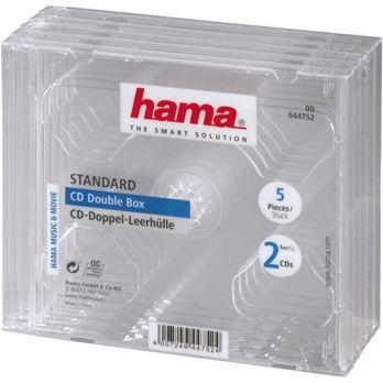 Foto: Hama CD-Double-Box 5er-Pack Transparent Jewel-Case     44752