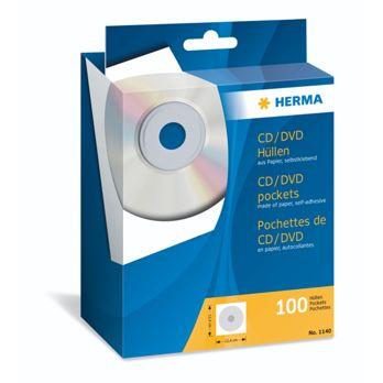Foto: Herma CD/DVD Hüllen weiß 124x124 100 Stück selbstklebend     1140