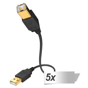 Foto: 5x in-akustik Premium High Speed USB A / B 2.0 1,0 m
