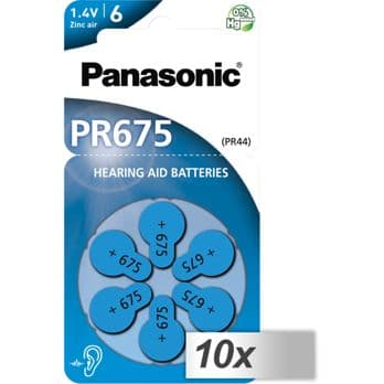 Foto: 10x1 Panasonic PR 675 Hörgeräte Zellen Zinc Air 6er Rad