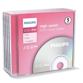 Foto: 1x5 Philips DVD-RW 4,7GB 4x JC