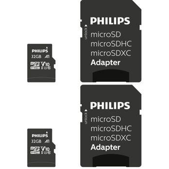 Foto: Philips MicroSDHC 2-Pack    32GB Class 10 UHS-I U1 incl. Adapter