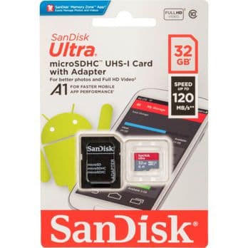 Foto: SanDisk Ultra microSDHC A1  32GB 120MB/s Adapt.SDSQUA4-032G-GN6MA