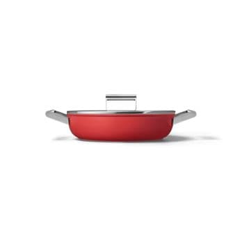 Foto: SMEG Schmorpfanne 28cm mit Glasdeckel, 2 Griffe, rot