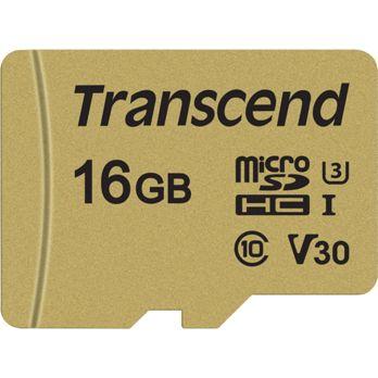 Foto: Transcend microSDHC 500S    16GB Class 10 UHS-I U3 V30 + Adapter