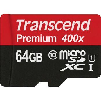 Foto: Transcend microSDXC         64GB Class 10 UHS-I 400x + SD Adapter