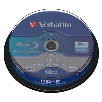 Foto: 1x10 Verbatim BD-R Blu-Ray 25GB 6x Speed, white blue Cakebox