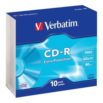 Foto: 1x10 Verbatim CD-R 80 700MB 52x Data Life Slim Case