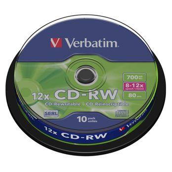 Foto: 1x10 Verbatim CD-RW 80 / 700MB 10x Speed, Spindel