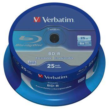 Foto: 1x25 Verbatim BD-R Blu-Ray 25GB 6x Speed Datalife No-ID Cakebox