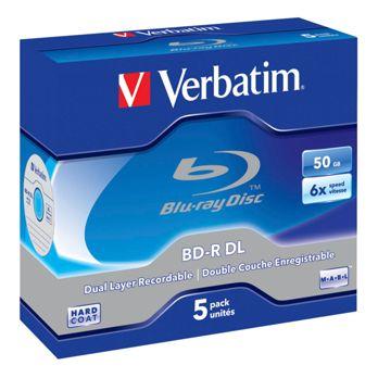Foto: 1x5 Verbatim BD-R Blu-Ray 50GB 6x Speed, white blue Jewel Case