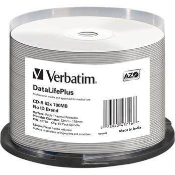 Foto: 1x50 Verbatim CD-R 80 / 700MB 52x white wide thermal printable