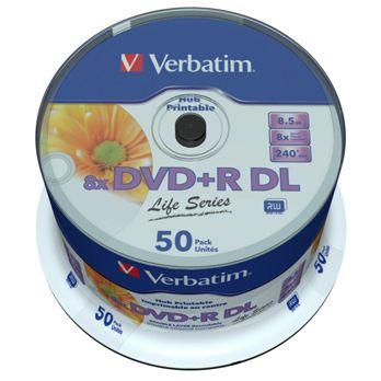 Foto: 1x50 Verbatim DVD+R DL wide pr. 8x Speed, 8,5GB Life Series